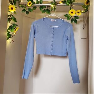 Baby Blue Cropped Cardigan
